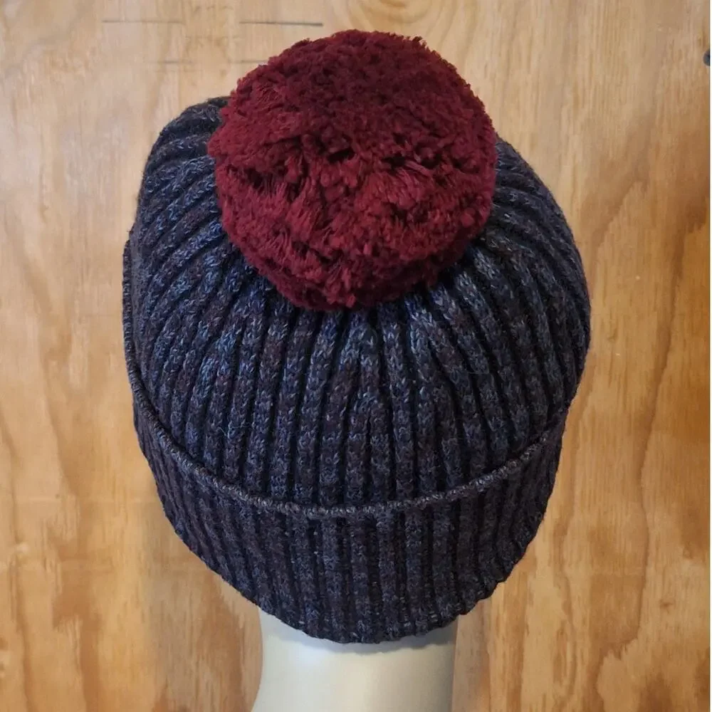 Lululemon Athletica Beanie Women's OS Fleece Lined Black Maroon Outdoor Gorpcore